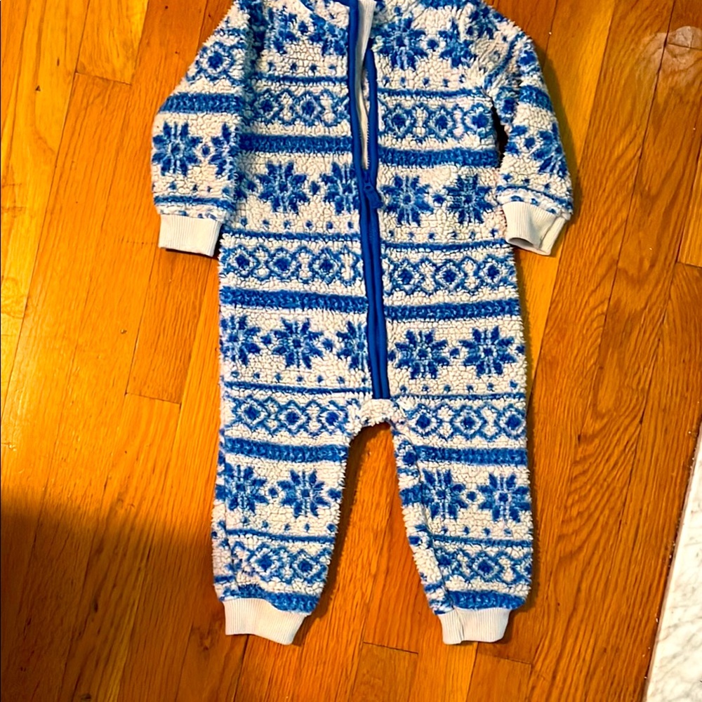 Carter's Blue and White Nordic Footie One Piece